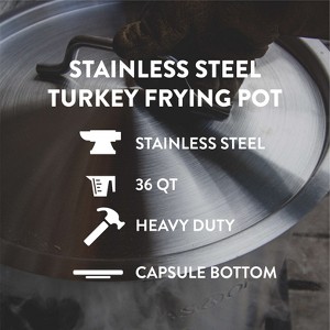 GasOne 36 qt. Stainless Steel Stock Pot with Lid and Basket with Reinforced Bottom Heavy-Duty for Deep Frying, Turkey Frying, Seafood Boil - 1 of 4