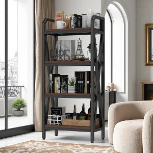LIVAREEmlen Bakers Rack Storage shelves 4-Level Metal and Wooden Shelves,Kitchen Organizers,for Garage,Pantry,Bathroom,Closet - 1 of 4