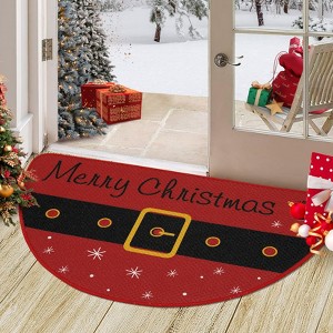 Christmas Welcome Doormat Xmas Door Mat Half Round Door Mat Non-Slip Doormat Entrance Mat Absorbent Doormats Durable Door Mats,Red/1'5"x2'5" - 1 of 4
