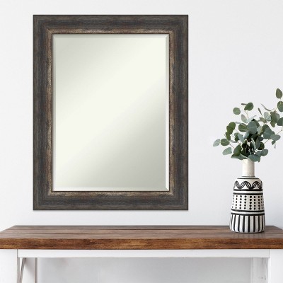 Bronze and Wood Rustic Full Length Rectangular Wall Mirror