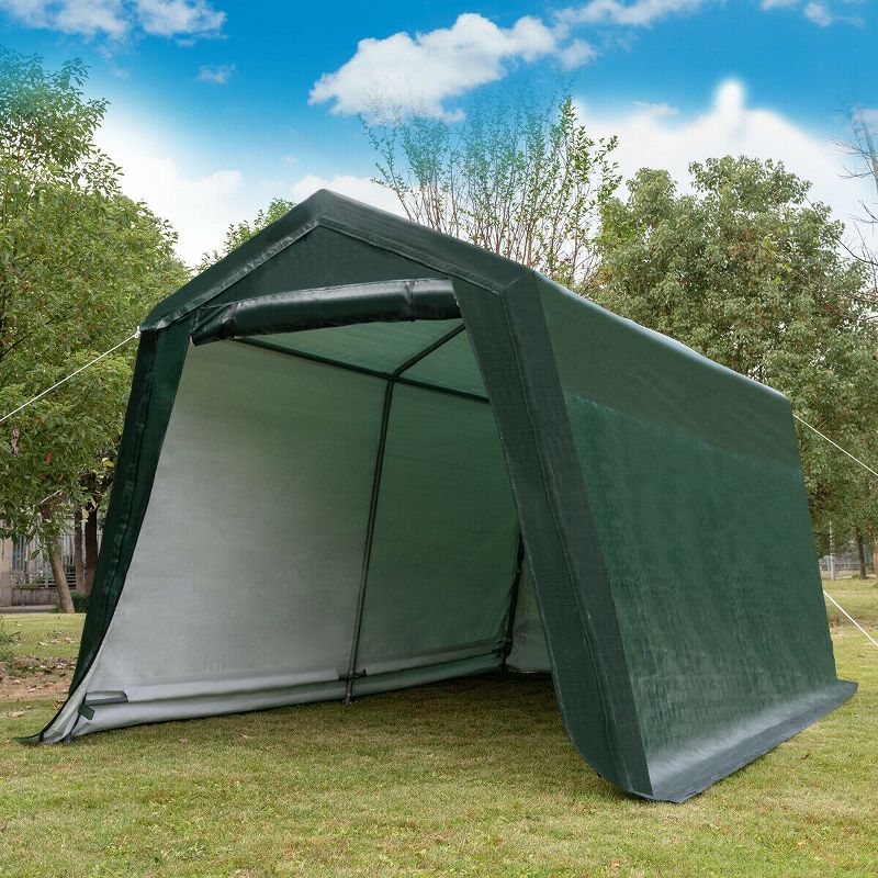 Costway 10'x10' Patio Tent Carport Storage Shelter Shed Car Canopy Heavy Duty Green, 2 of 11