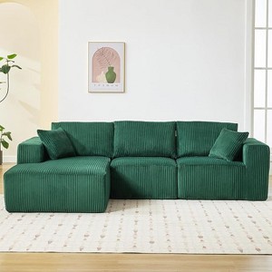 108" Cloud Left L-Shaped Modular Sectional Sofa with Chaise Modern Corduroy Sectional Couches ，Sleeper Sofa for Living Room, No Assembly Required - 1 of 4