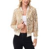 Anna-Kaci Women's Sequin Bomber Jacket with Ribbed Trim and Front Zipper Closure - 3 of 4