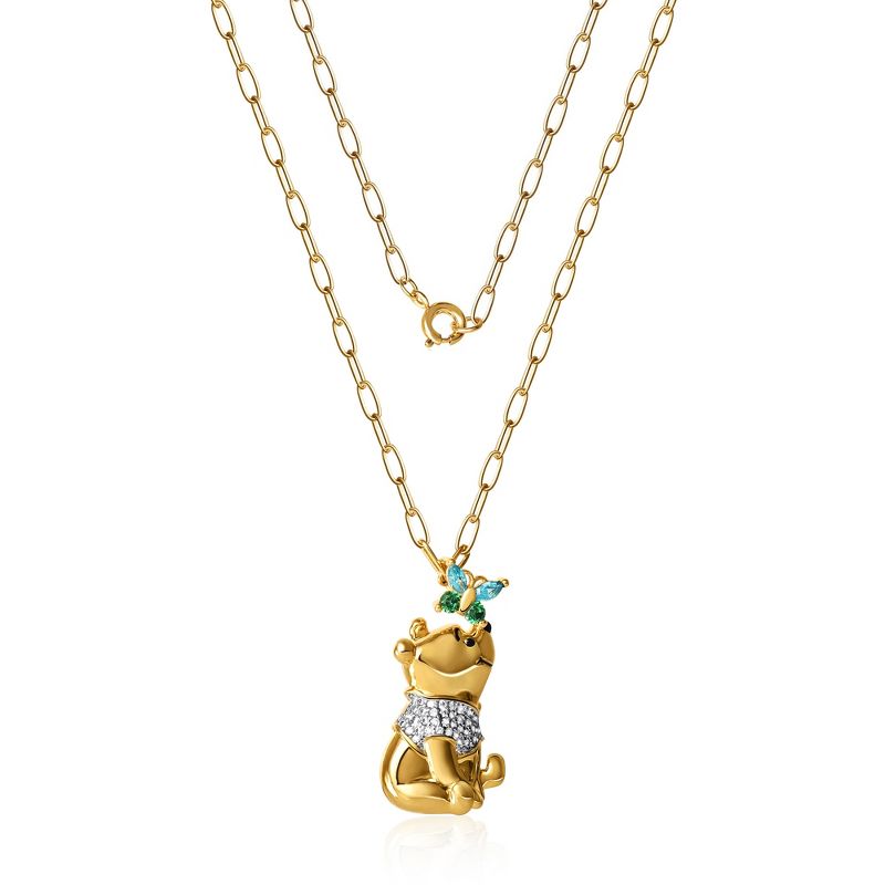 Disney Winnie the Pooh Gold-Plated Butterfly and Pooh Pendant with Paper Clip Chain, 18'' , 3 of 6