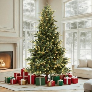 Acekool 7.5ft Prelit Spruce Artificial Tree, Warm White, Thick Branches, Fire-Resistant, Hinged & Foldable, for Home or Office - 1 of 4