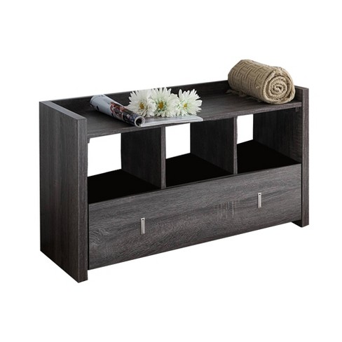 Wooden Shoe Bench With 3 Shelves Gray Benzara Target