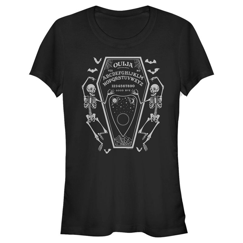 Juniors Womens Ouija Halloween Coffin T-Shirt, 1 of 5