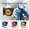 VEVOR Retractable Extension Cord Reel, 75 FT, Heavy Duty 14AWG/3C SJTOW Retractable Power Cord with Lighted Triple Tap Outlet, Black - 3 of 4