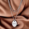 Slickblue Double Chain FAITH/LOVE Pendant Necklace, 16" Stainless Steel with Cable and Saturn Chain, 3 Color Option - 2 of 2