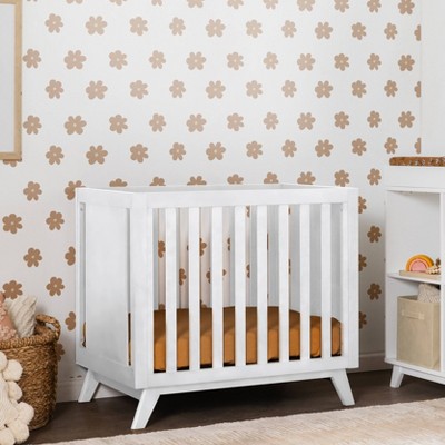 White Wooden 3-in-1 Convertible Mini Crib with Mattress