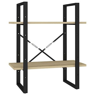 vidaXL Engineered Wood 2-Tier Book Cabinet - Sonoma Oak Finish - Scandinavian Style