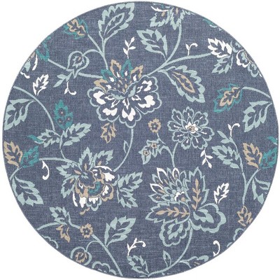 Mark & Day Selma 5'3" Round Woven Indoor & Outdoor Area Rugs Charcoal: Stain-Resistant, Botanical Pattern, Olefin Material