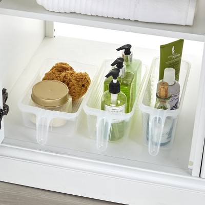 Set of 3 Clear Plastic Rectangular Handy Baskets