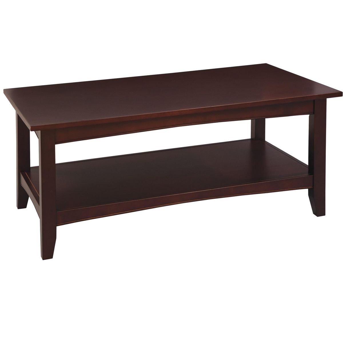Alaterre Furniture Shaker Cottage 2-Tier Rectangular Coffee Table – 42" Hardwood Center Table with Bottom Shelf, Espresso Finish