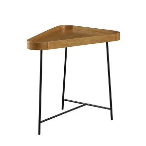 Lunar Triangle End Table Driftwood Top/Black Frame - Breighton Home: Modern Accent Side Table, 24" High - 1 of 3