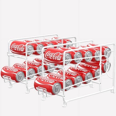 LunaLulinlk 2 Pack Stackable Beverage Soda Can Dispenser Storage Rack Organizer for Pantry and Refrigerator, White