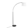 LumiSource March Contemporary Floor Lamp in Black Marble and Black Metal with White Linen Shade: UL Listed, 60W, Arc Design - 3 of 4