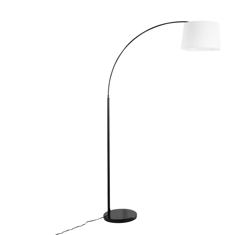 LumiSource March Contemporary Floor Lamp in Black Marble and Black Metal with White Linen Shade, 3 of 11