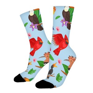 Beautiful Floral With Natural Birds Women Printed Crew Socks Funny Funky Socks Soft Polyester Novelty Gifts for Artists Men - 1 of 1