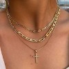 HTUTWOO Cross Necklace for Women,Stackable Stacked Stacking Layering Layered Necklaces Dainty Gold Necklace Paperclip Box Flat Mariner Chain Necklace - 2 of 4