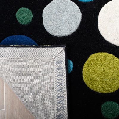 Handmade Black and Multicolor Wool Runner Rug 2'6" x 6'