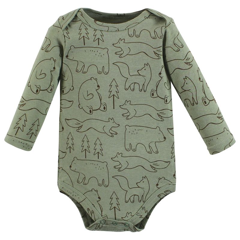 Hudson Baby Infant Boys Cotton Long-Sleeve Bodysuits, Camping Animals, 4 of 8