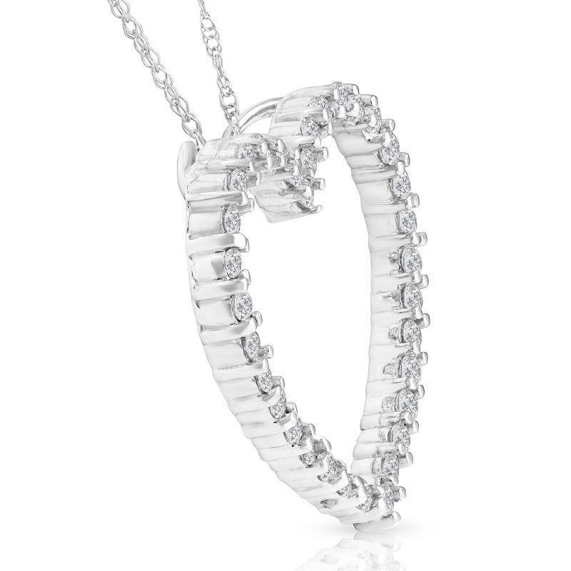 Pompeii3 10K White Gold 1/2ct Lab Created Diamond Heart Pendant 18" Necklace, 4 of 6