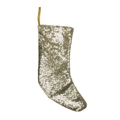 Northlight 17.5" Gray and White Sequins Accented Christmas Stocking