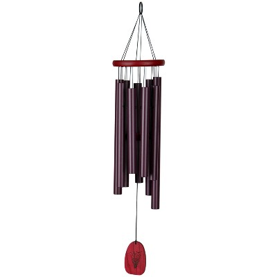 27" Burgundy and Purple Metal Wind Chime with Wooden Accents