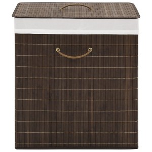 vidaXL Bamboo Laundry Bin Rectangular Dark Brown - 1 of 4