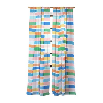 Jacqueline Maldonado Dreamy Watercolor Dashes Multi Set of 2 Panel Sheer Window Curtain - Deny Designs