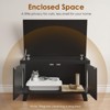 Lirago,Black Flip-Top Hidden Cat Litter Box Cabinet with Rattan Doors - Modern & Functional Pet Furniture - 2 of 4