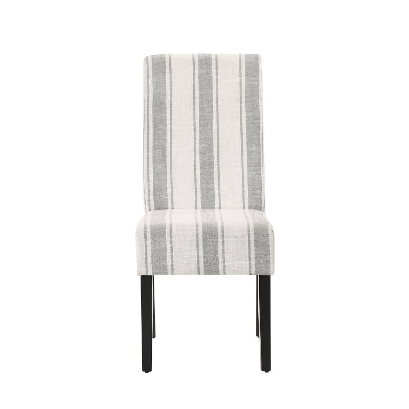 2pk Pertica Contemporary Upholstered Striped Dining Chairs Gray/Light Beige/Espresso - Christopher Knight Home, 4 of 13