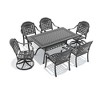 7-Piece Cast Aluminum Patio Dining Set with Rectangle Table, 2 swivel chairs and 4 fixed dining chairs, Blue Cushions - 4 of 4