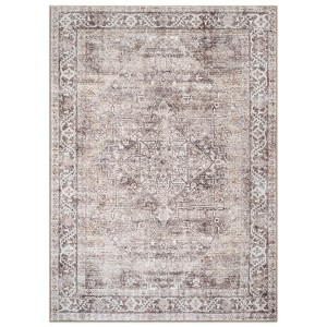World Rug Gallery Calista Multi Vintage Indoor Rug – Machine Washable Flat Pile with Non-Slip Backing - 1 of 4