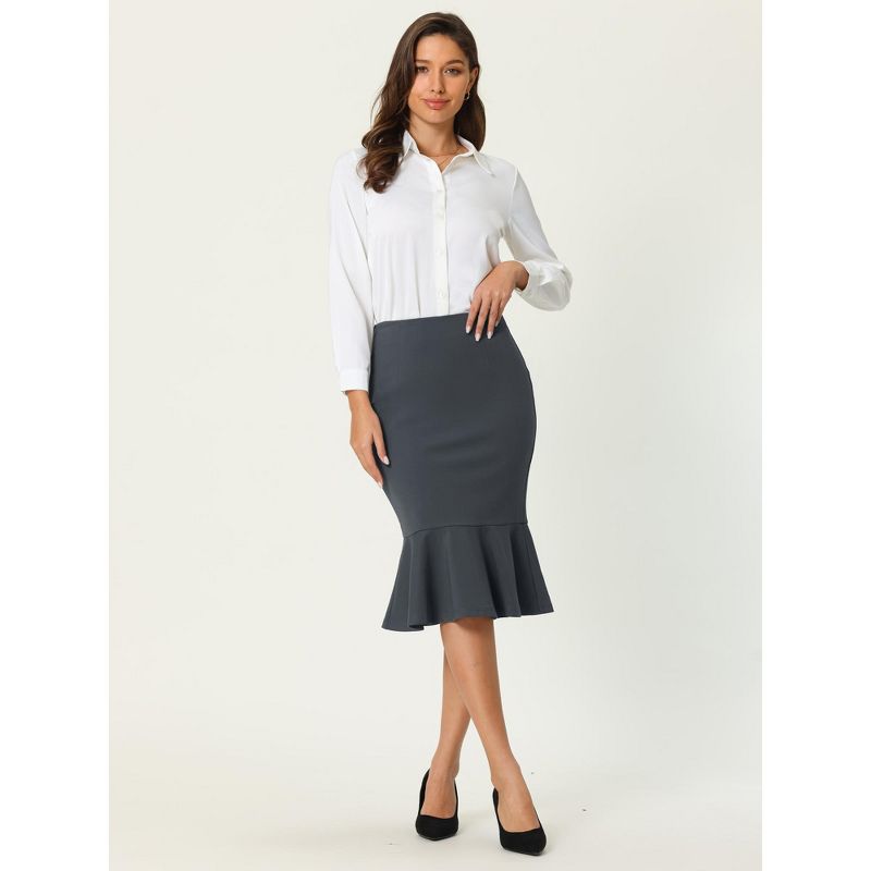 Hobemty Women's Office Fishtail Stretchy High Waist Bodycon Pencil Skirts, 2 of 5