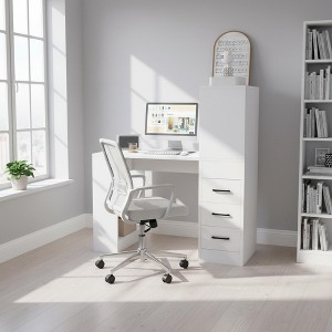 Homy Casa Desk with 4-in-1 Socket, 3 Drawers & 4-Tier Storage Shelves - 1 of 4