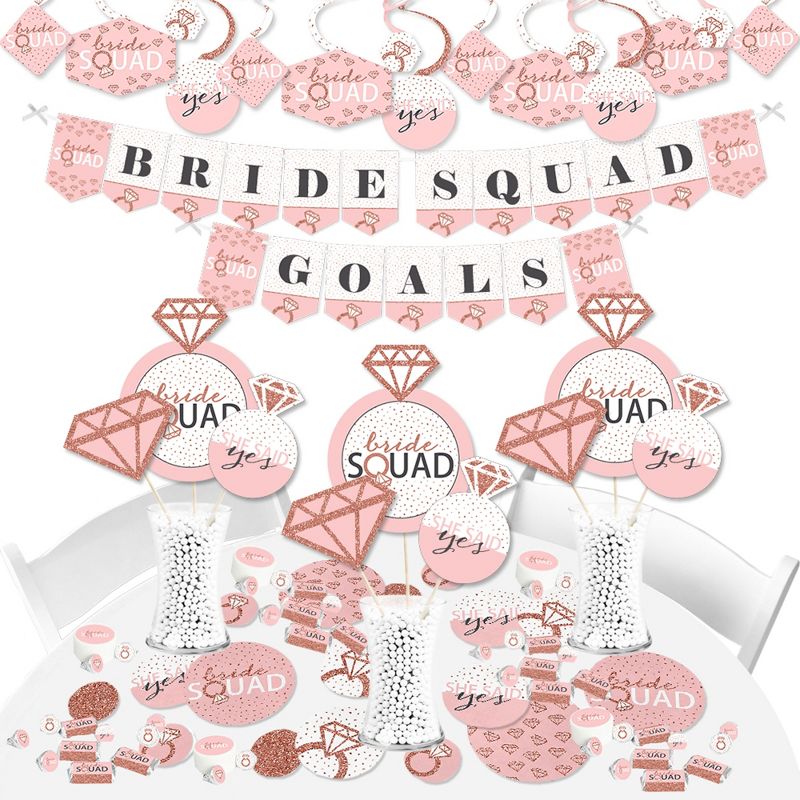 Big Dot of Happiness Bride Squad - Rose Gold Bridal Shower or Bachelorette Party Supplies - Banner Decoration Kit - Fundle Bundle, 1 of 9