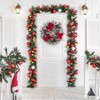 24 Inch Christmas Wreath with 30 Warm White Lights – Pre-Lit Door Wreath with Red Bows, Pine Cones & Ball Ornaments, Light-Up Holiday Decor - 4 of 4