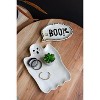 "BOO" Ghost Ceramic Serving Platters – 1" Tall Festive Trays Set of 2 by Kalalou - 4 of 4