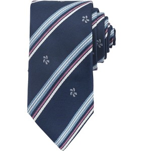 INSPIRE CHIC Men's Stripe Print Self-Tied Crown Flowers and Anchor Necktie for Graduation School Uniform College 1 Pc - 1 of 4