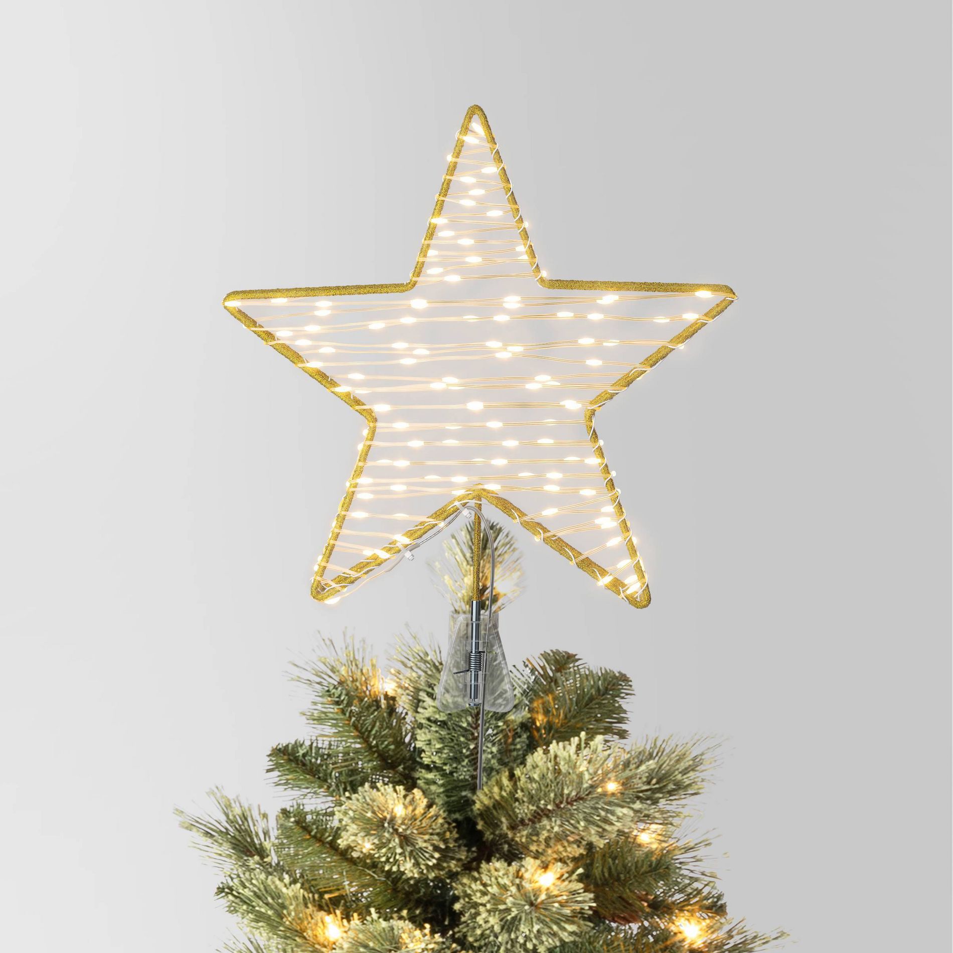 12.25" Lit-Led Champagne Star Twinkle Warm White Dewdrops Christmas Tree Topper - Wondershop™