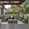 POCASSY 7-Piece Outdoor Furniture Set with Propane Fire Pit Table, Outdoor Living Set with All-Weather Brown Wicker Sectional Sofa and Swivel Chair - 2 of 4