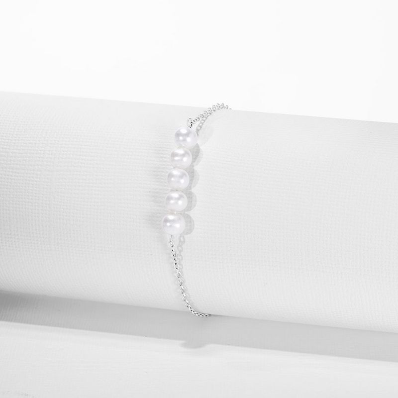 Girl's Freshwater Pearl & Link Bracelet Sterling Silver - In Season Jewelry, 4 of 6