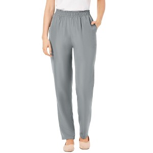Woman Within Plus Size Tall Hassle Free Woven Pant - 1 of 4