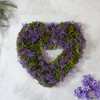 Northlight 14.5" Unlit Purple/Green Reindeer Moss and Twig Heart-Shaped Artificial Floral Spring Wreath - image 2 of 3