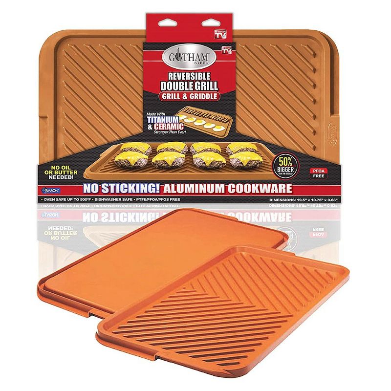 Gotham Steel Nonstick Double Grill and Griddle Reversible X-Large Pan, 1 of 3