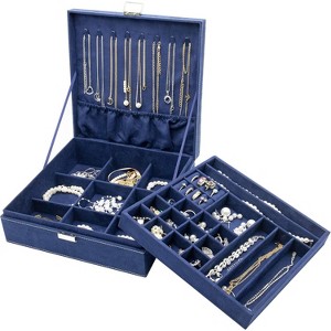 2-Layer Velvet Jewelry Organizer Box for Necklaces and Bracelets - 1 of 4