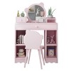 Kids Vanity, 2 in 1 Princess Makeup Desk & Chair Set with Drawers, Storage Shelves, Toddler Dressing Table, Pretend Play Vanity Set for Little Girls - 3 of 4