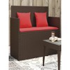 47.2"Patio Bench with Cushions Brown Poly Rattan - 3 of 4
